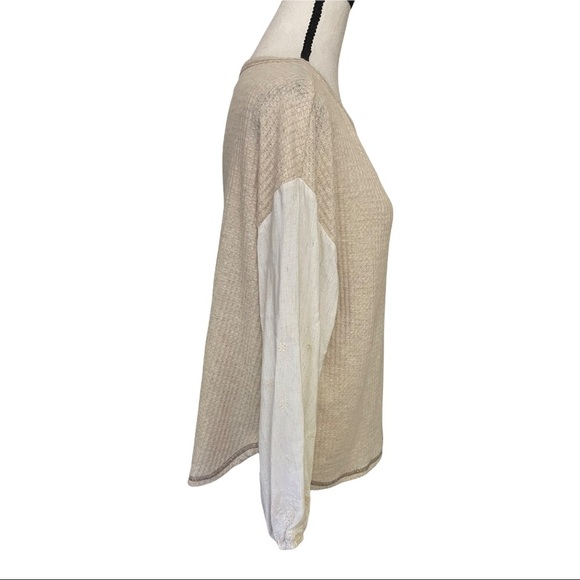 Chrysanthemum color block long sleeves embroidery rayon XS oversized sweatshirt - Picture 8 of 12